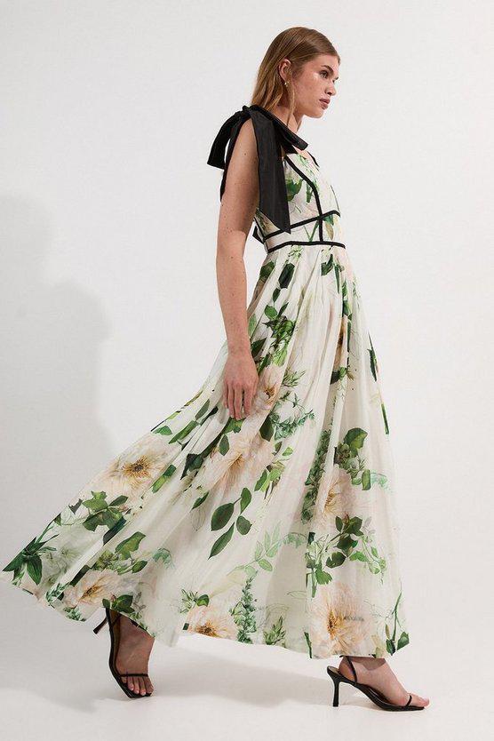 Karen Millen UK SALE Lydia Millen Tall Floral Silk Cotton Woven Strappy Dress