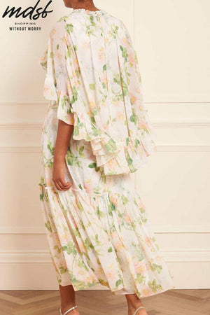 Needle & Thread PO and SALE Immortal Rose Harper Chiffon Cape Ankle Gown - multi
