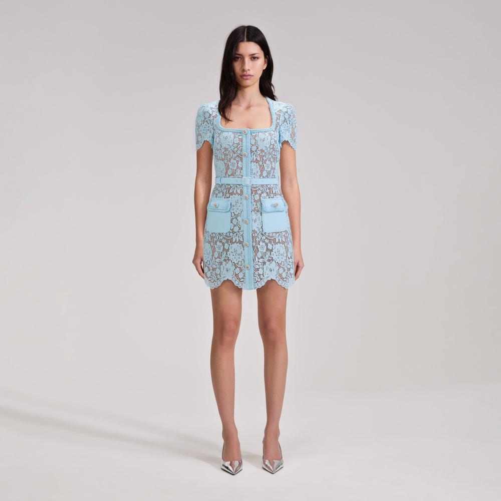 SELF PORTRAIT BLACK FRIDAY SALE Pale Blue Lace Mini Dress