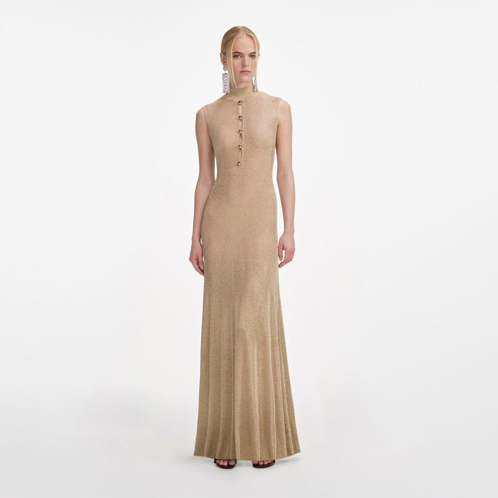 SP VIP PRICE Gold Lurex Knit Maxi Dress