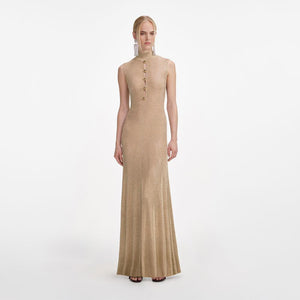 SP VIP PRICE Gold Lurex Knit Maxi Dress