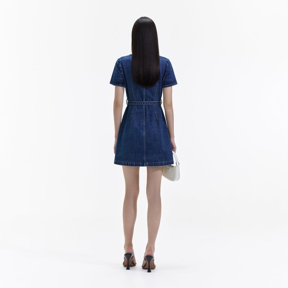 SELF PORTRAIT BLACK FRIDAY SALE Denim Stitch Detail Mini Dress