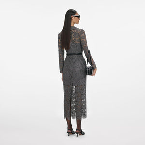 SP VIP PRICE Grey Floral Lace Midi Dress