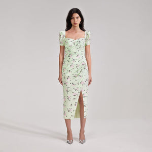 SELF PORTRAIT BLACK FRIDAY SALE Green Floral Print Iris Midi Dress