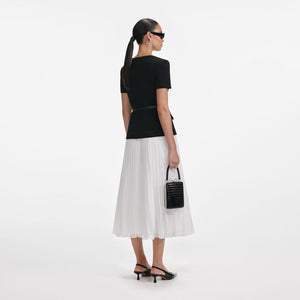 SP VIP PRICE Black Tailored Contrast Chiffon Midi Dress