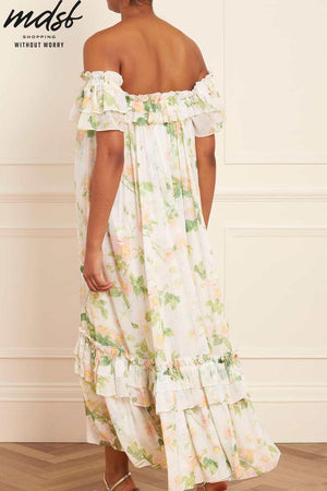 Needle & Thread PO and SALE Immortal Rose Aria Chiffon Off-Shoulder Ankle Gown - multi