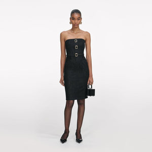 SP VIP PRICE Black Denim Bandeau Midi Dress