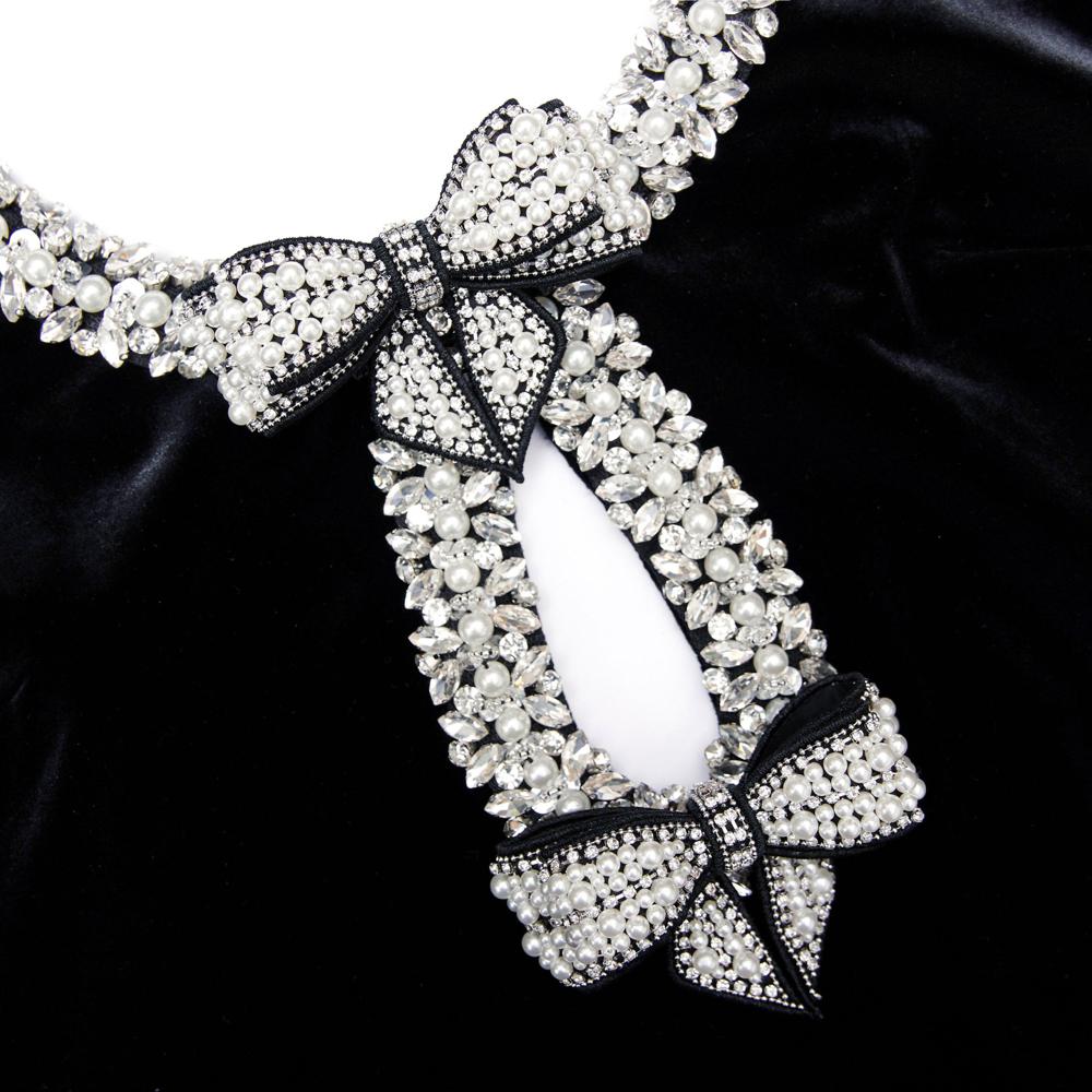 SP VIP PRICE Black Velvet Bow Mini Dress