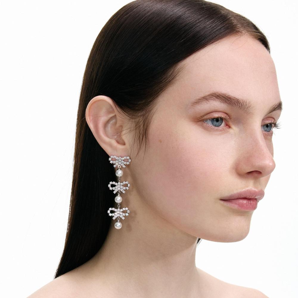 SP VIP PRICE Micro Bow Pearl Tiered Earrings