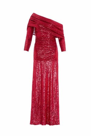 Needle & Thread CYBER SALE Nova One-Shoulder Ankle Gown - red