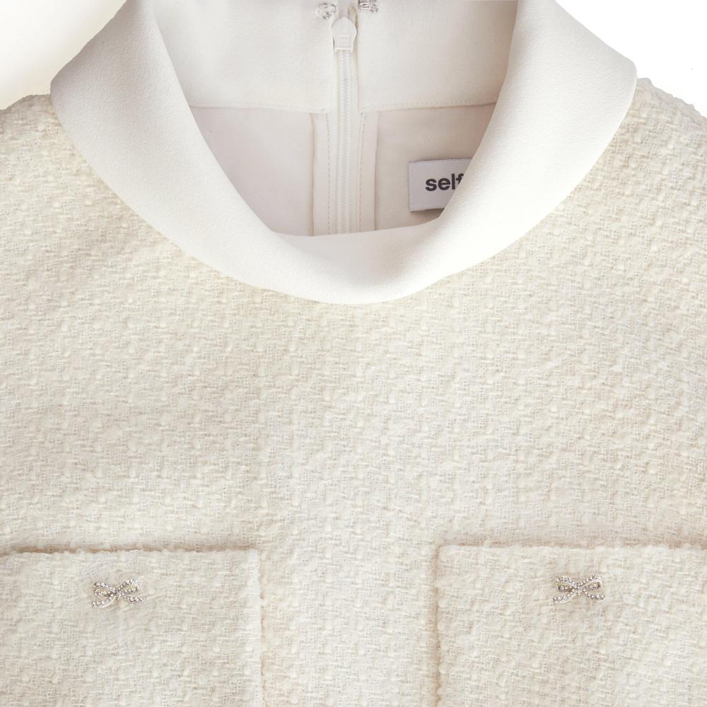 SP VIP PRICE Cream Boucle Sleeveless Midi Dress