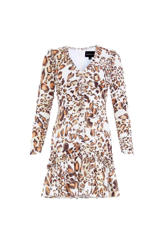 Needle & Thread CYBER SALE Leopard Ellen Crepe Micro Mini Dress - multi