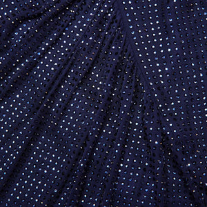 SP VIP PRICE Navy Rhinestone Mesh Cut Out Midi Dress