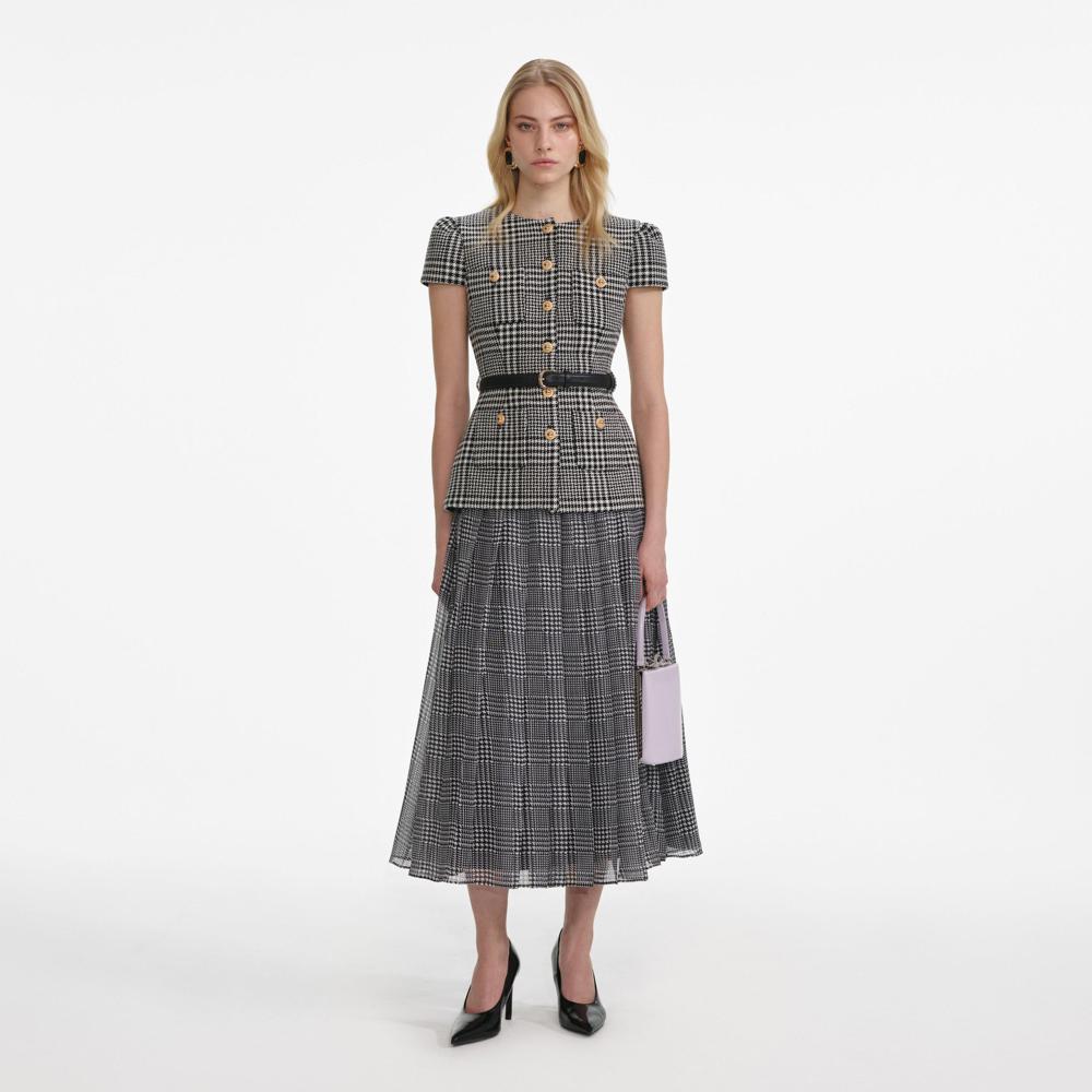 SP VIP PRICE Houndstooth Tailored Midi Dress