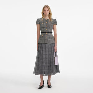 SP VIP PRICE Houndstooth Tailored Midi Dress