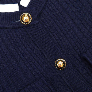 SP VIP PRICE Navy Knit Taffeta Midi Dress