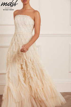 Needle & Thread CHRISTMAS SALE Rosella Ruffle Strapless Gown - champagne