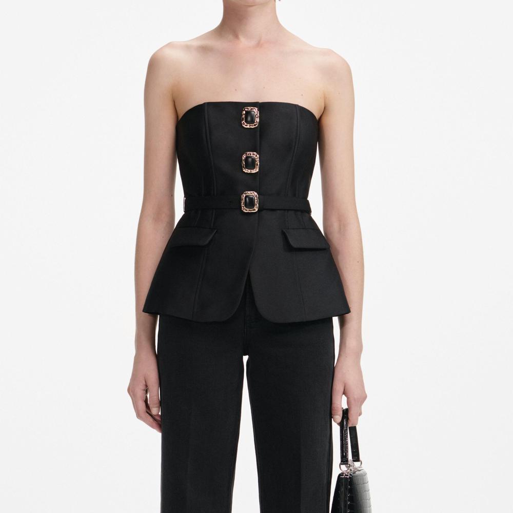 SP VIP PRICE Black Taffeta Bandeau Jumpsuit
