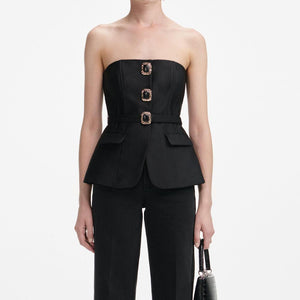 SP VIP PRICE Black Taffeta Bandeau Jumpsuit