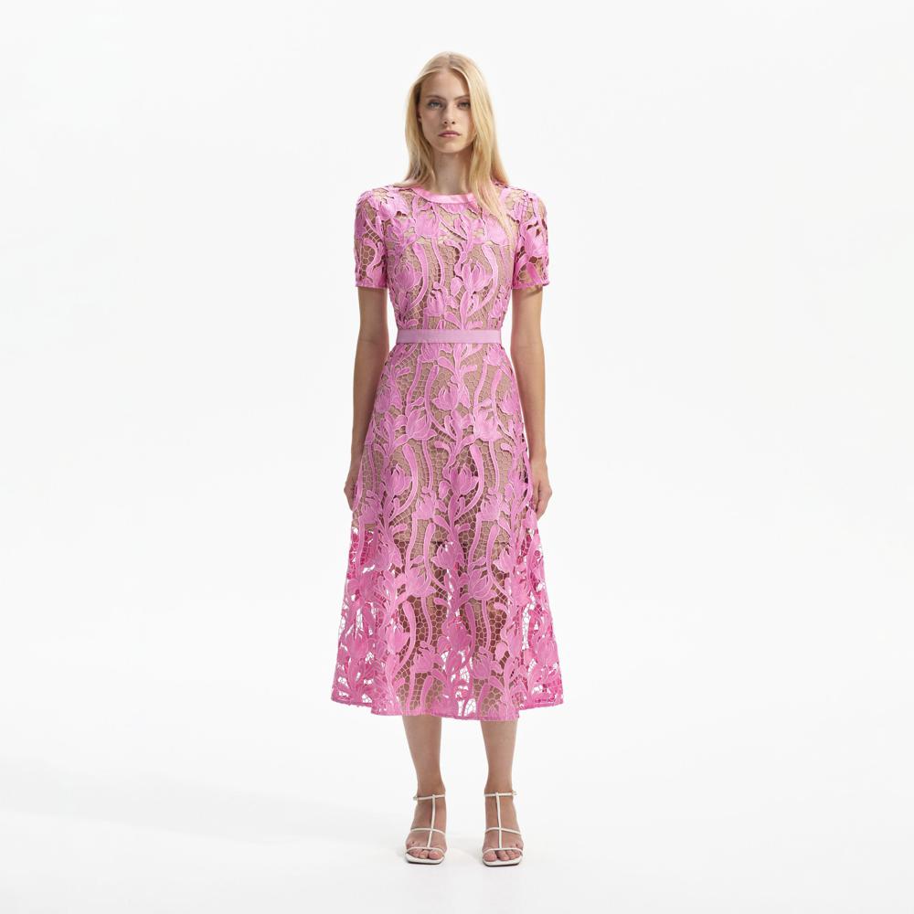 SELF PORTRAIT BLACK FRIDAY SALE Pink Lace Midi Dress