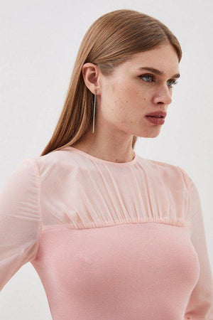 Karen Millen UK SALE Figure Form Woven Bandage Knit Mix Dress