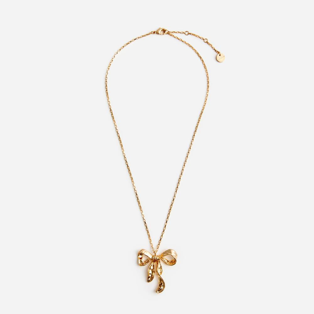 SP VIP PRICE Mottled Gold Bow Pendant Necklace