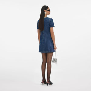 SP VIP PRICE Denim Crystal Trim Mini Dress