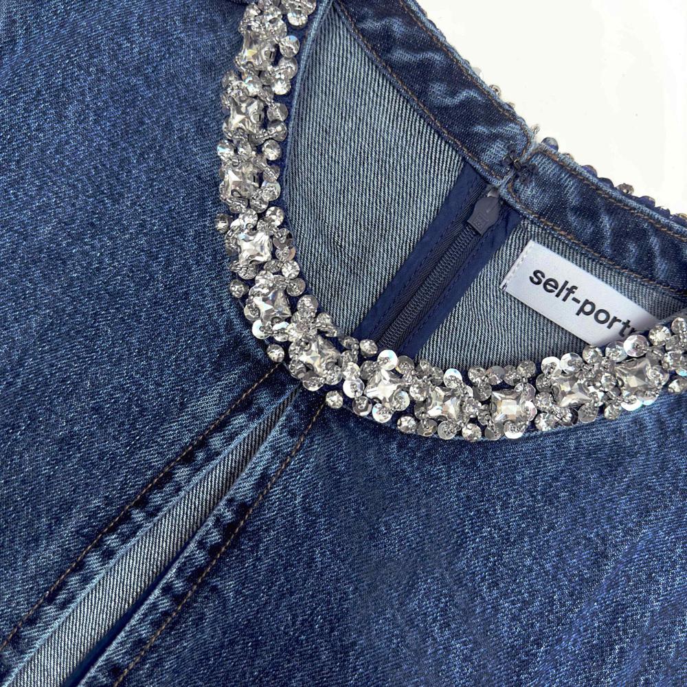 SELF PORTRAIT SS24 Embellished Denim Mini Dress