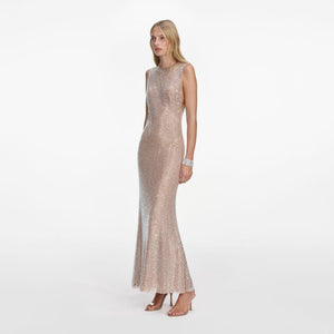 SP VIP PRICE Silver Rhinestone Mesh Midi Dress