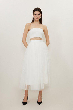 Karen Millen UK SALE Lydia Millen Tulle Woven Maxi Skirt - ivory