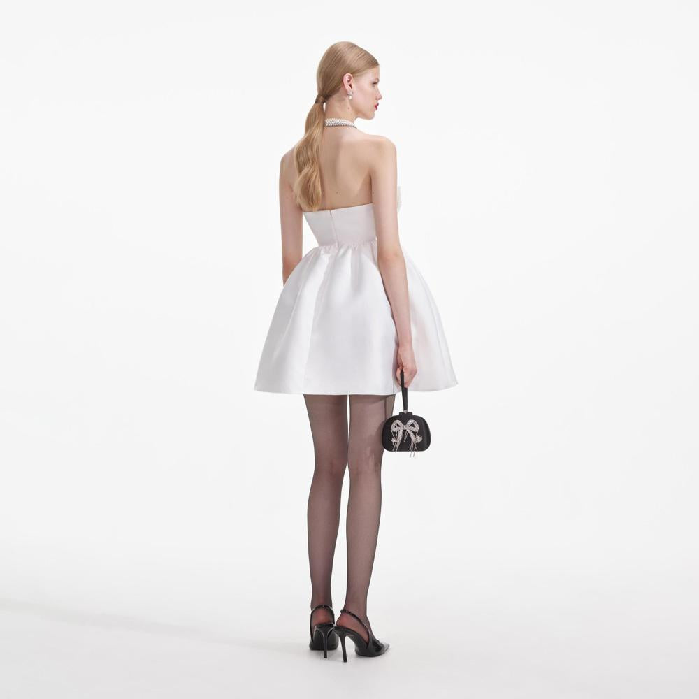 SELF PORTRAIT SS24 White Taffeta Bandeau Mini Dress