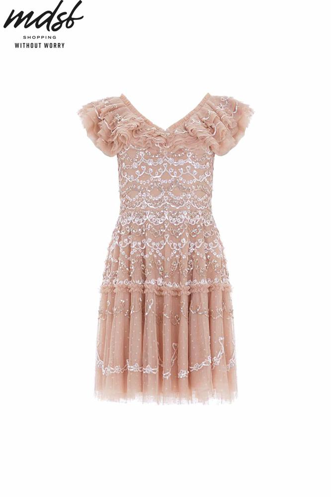 Needle & Thread CHRISTMAS SALE Everthine Micro Mini Dress - beige