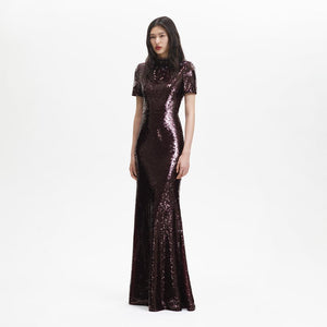 SELF PORTRAIT BLACK FRIDAY SALE Brown Sequin Maxi Dress