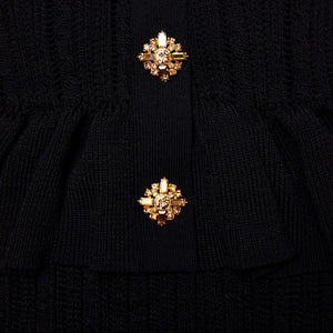 SP VIP PRICE Black Knit Peplum Midi Dress