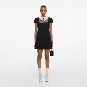SP VIP PRICE Black Crepe Bow Collar Mini Dress