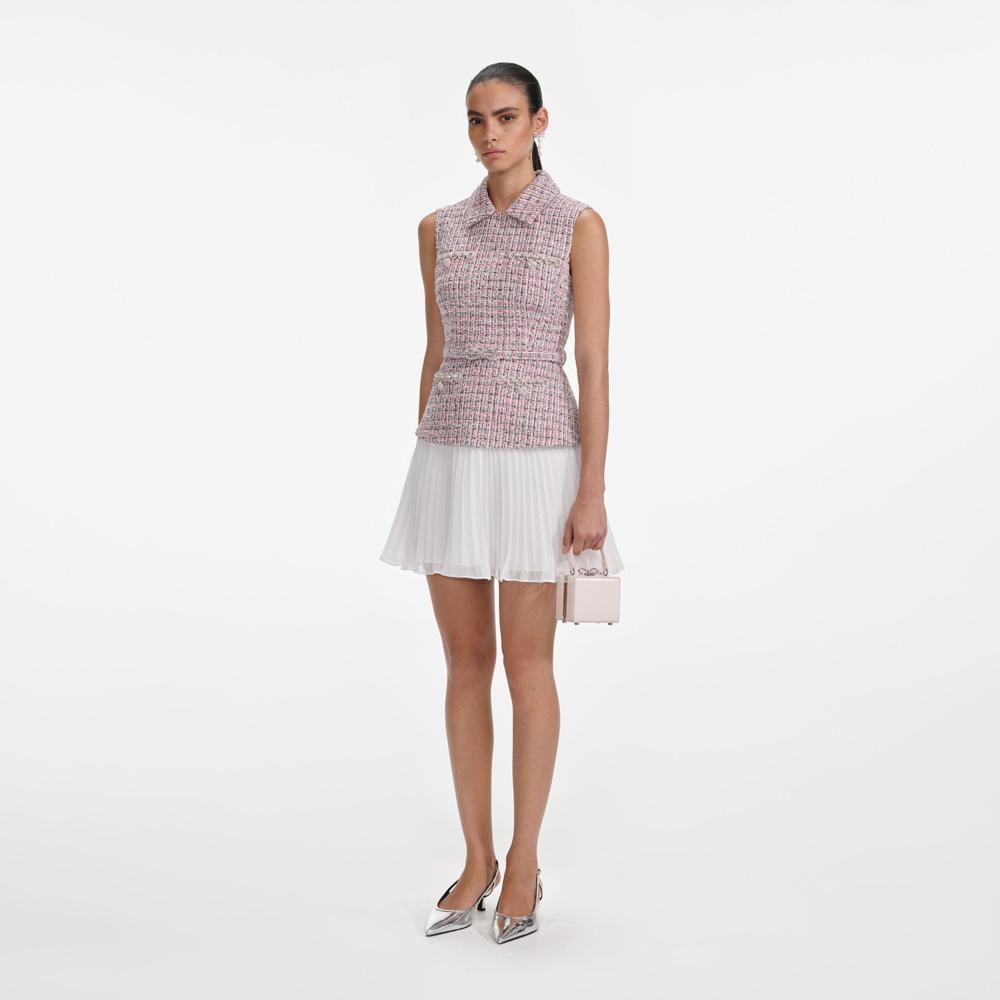 SP VIP PRICE Pink Boucle Chiffon Mini Dress