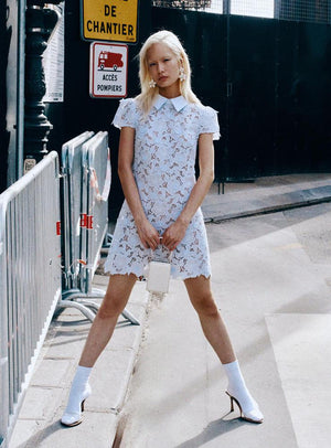 SP VIP PRICE Blue Guipure Lace Mini Dress