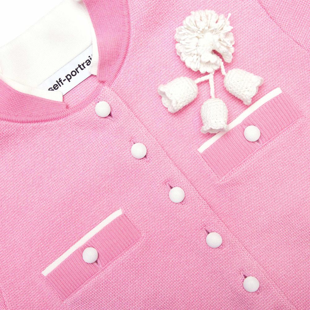 SP VIP PRICE Pink Crochet Flower Knit Midi Dress