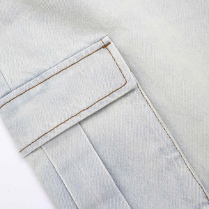 SELF PORTRAIT SS24 Bleach Wash Denim Cargo Jeans