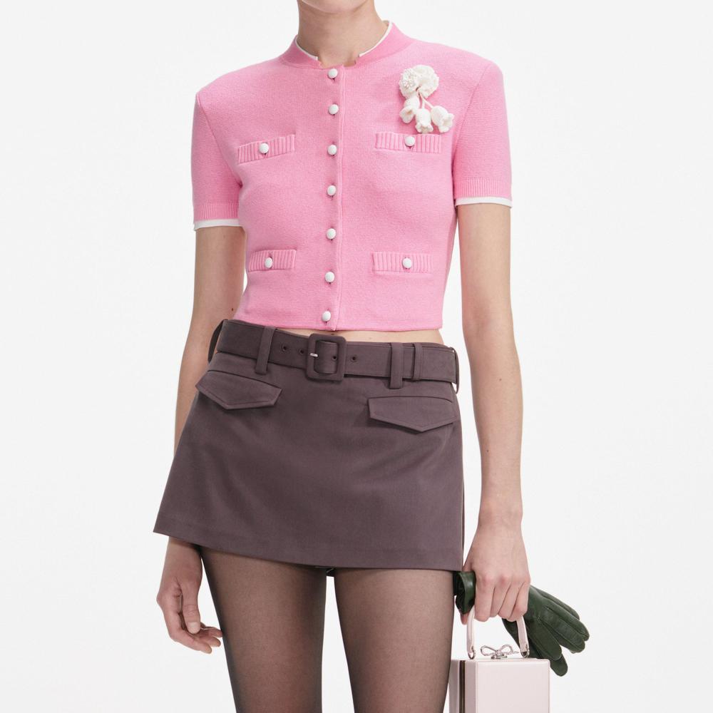 SP VIP PRICE Pink Crochet Flower Knit Top