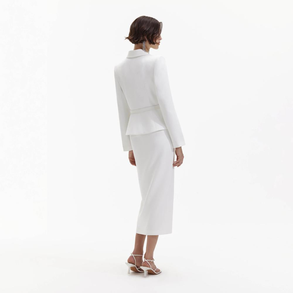 SELF PORTRAIT BLACK FRIDAY SALE White Crepe Tailored Midi Dress