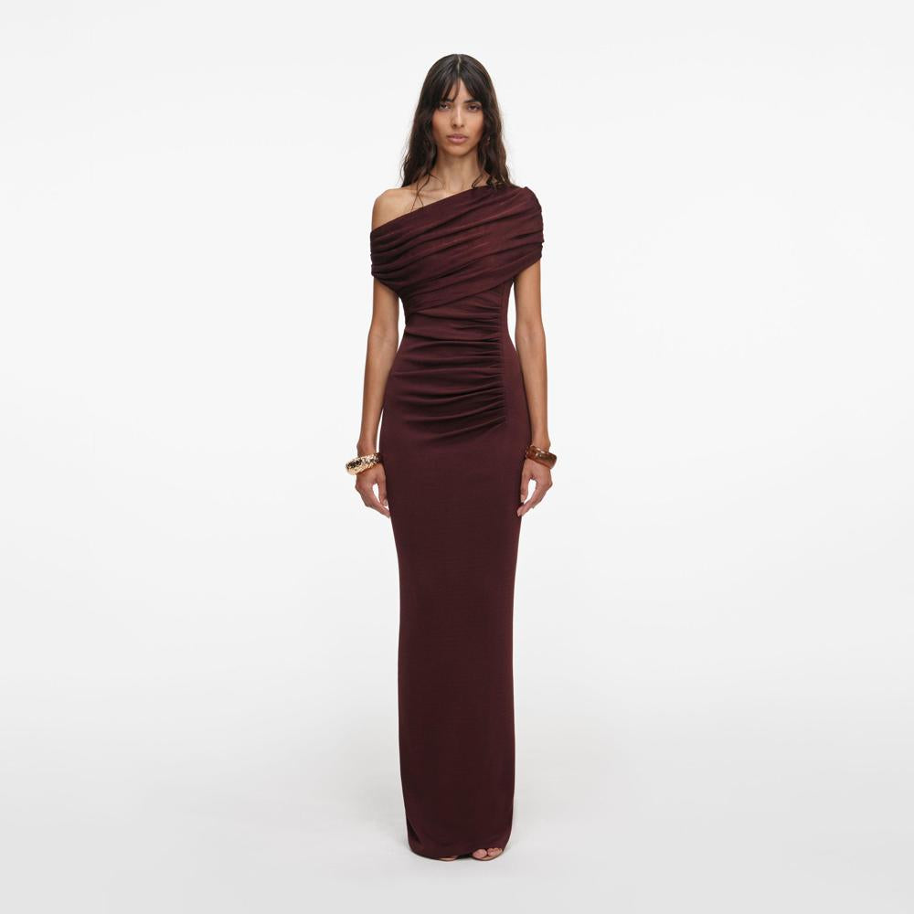 SP VIP PRICE Brown Draped Knit Midi Dress