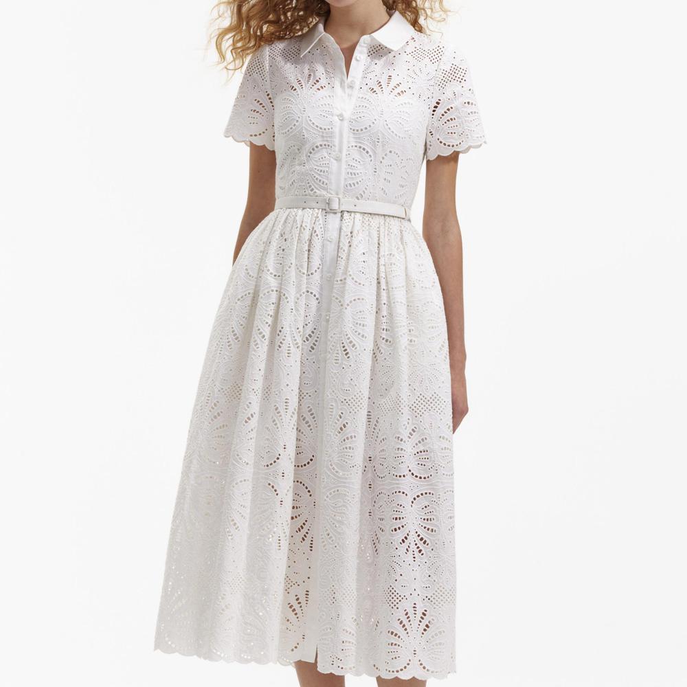 SELF PORTRAIT BLACK FRIDAY SALE White Cotton Embroidery Midi Dress