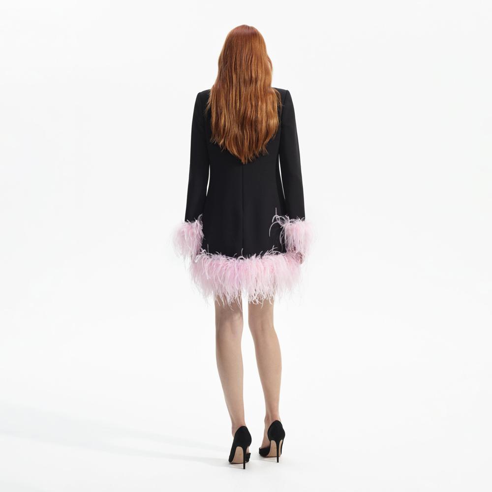 SELF PORTRAIT BLACK FRIDAY SALE Black Crepe Feather Mini Dress