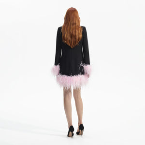 SELF PORTRAIT BLACK FRIDAY SALE Black Crepe Feather Mini Dress