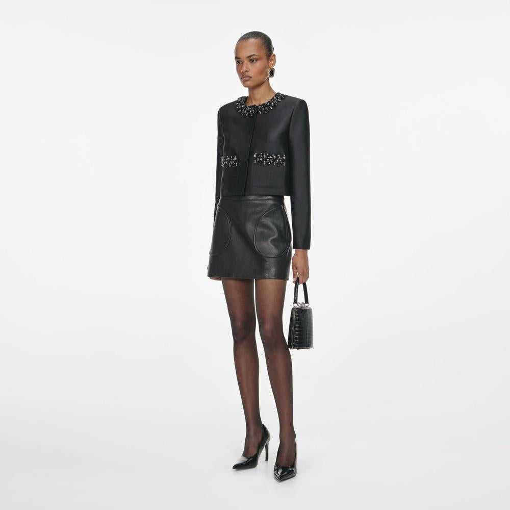 SP VIP PRICE Black Leather Mini Skirt