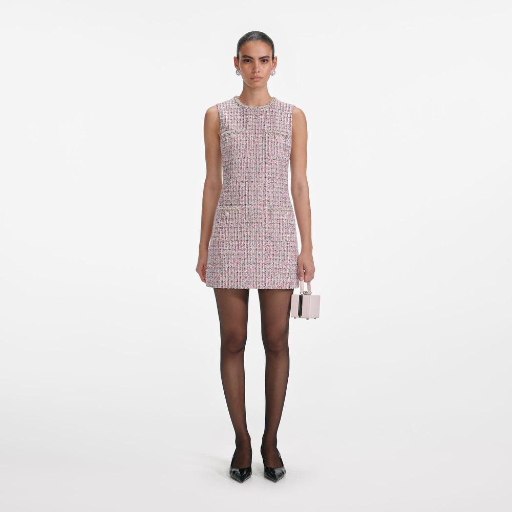 SP VIP PRICE Pink Boucle Sleeveless Mini Dress