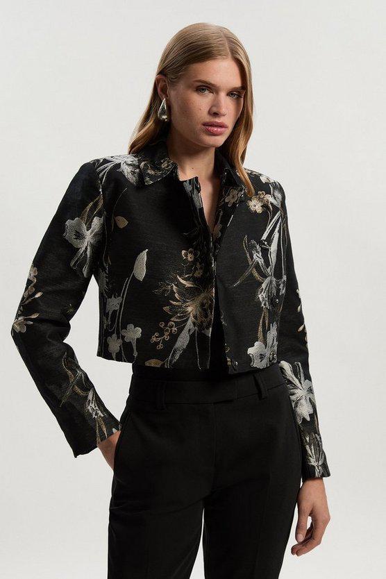 Karen Millen UK SALE Floral Jacquard Tailored Jacket