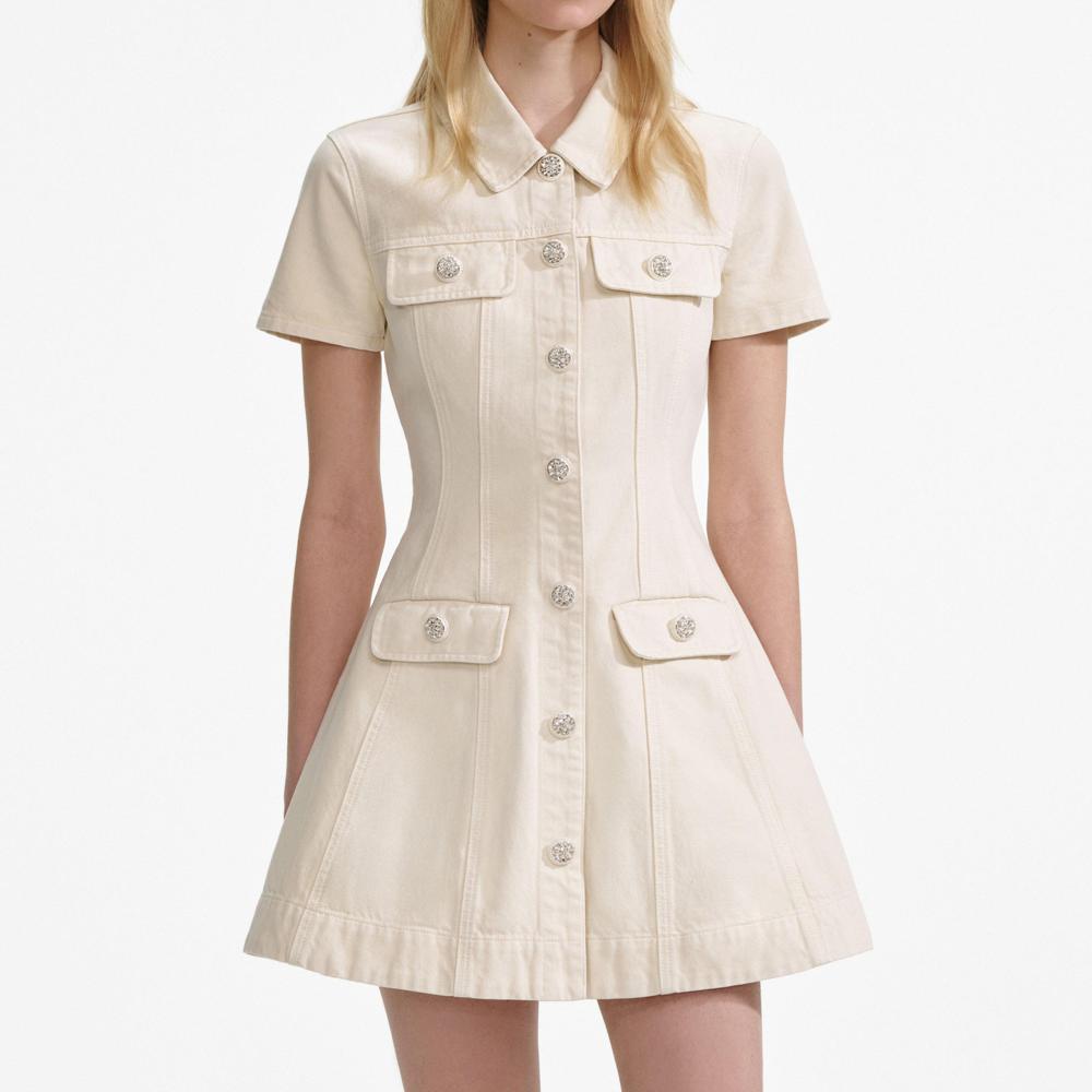 SP VIP PRICE Cream Collared Denim Mini Dress