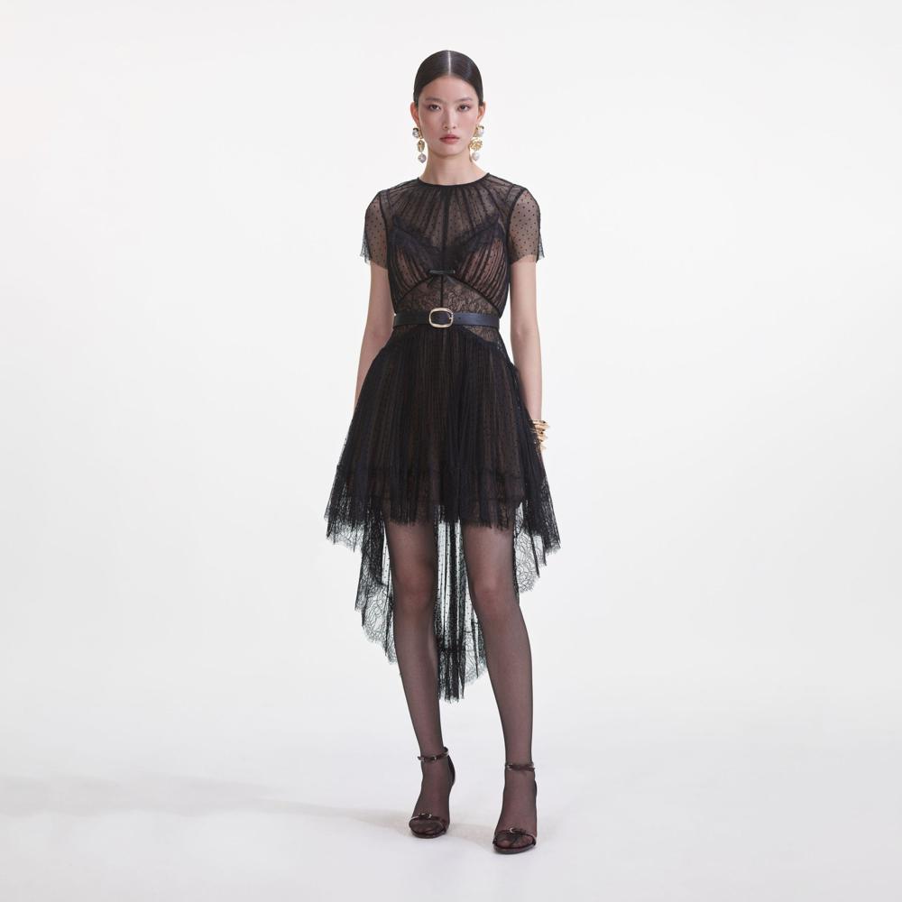 SP VIP PRICE Black Dot Mesh Mini Dress